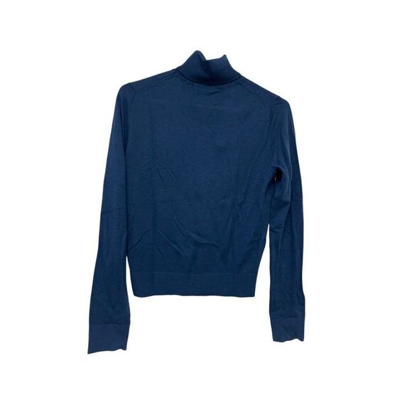 Massimo Dutti Womens Sweater S Small Blue Wool Cashmere Mock Neck NWOT - Picture 2 of 8